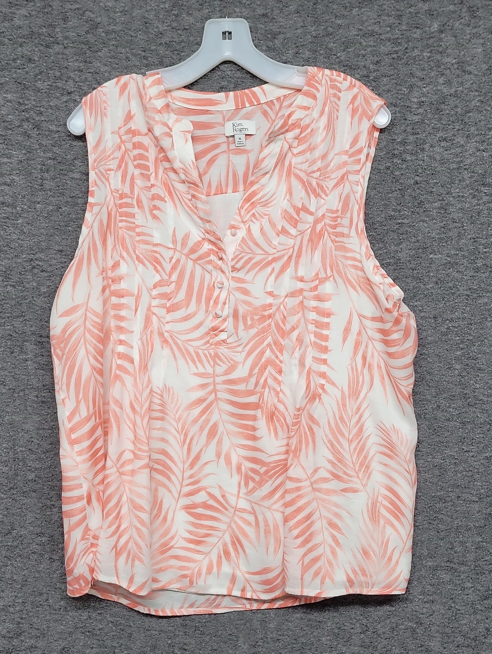 Kim Rogers Sleeveless Coral Palm-Print Womens Size XL